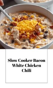 Slow Cooker Creamy Bacon White Chicken Chili