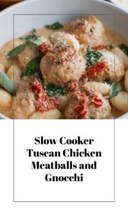 Slow Cooker Tuscan Chicken Meatballs with Gnocchi