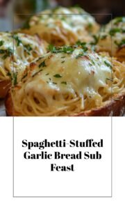 Spaghetti Stuffed Garlic Bread Subs